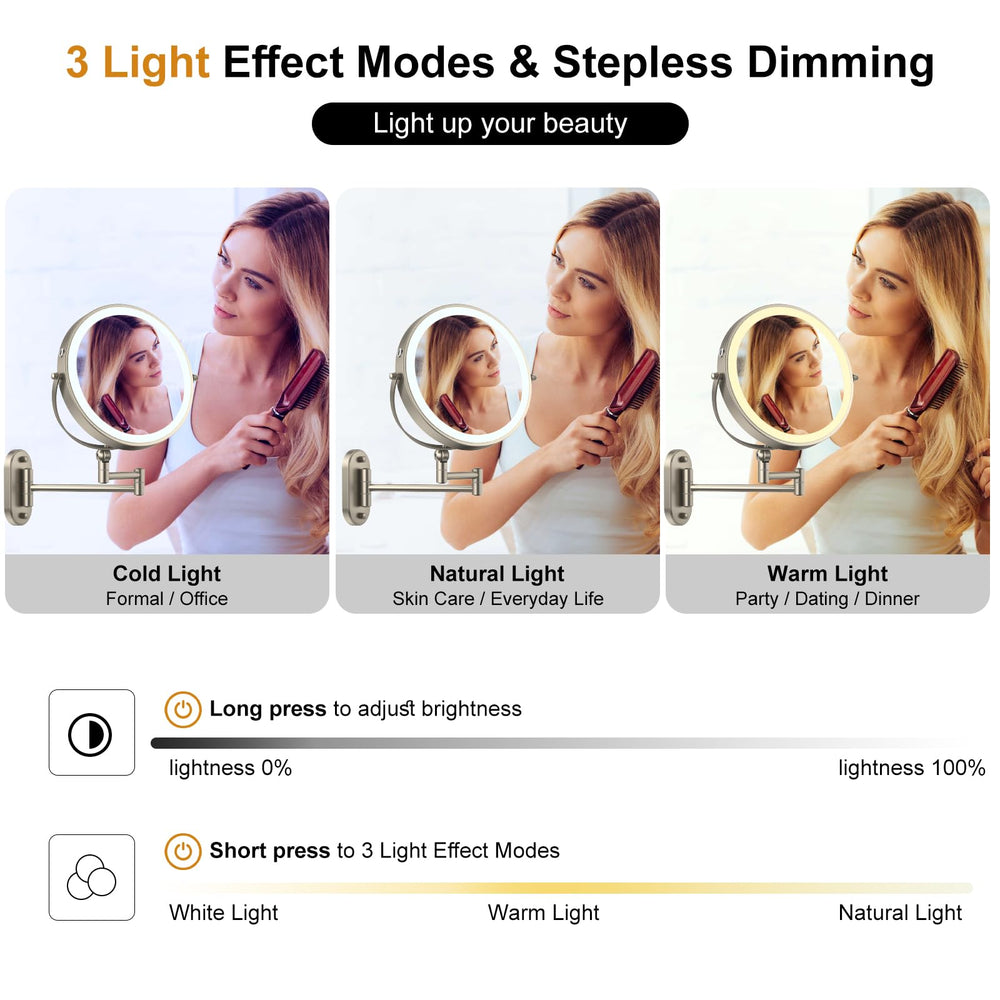 IMIKONA 360-degree rotation base enables versatile positioning during grooming or makeup