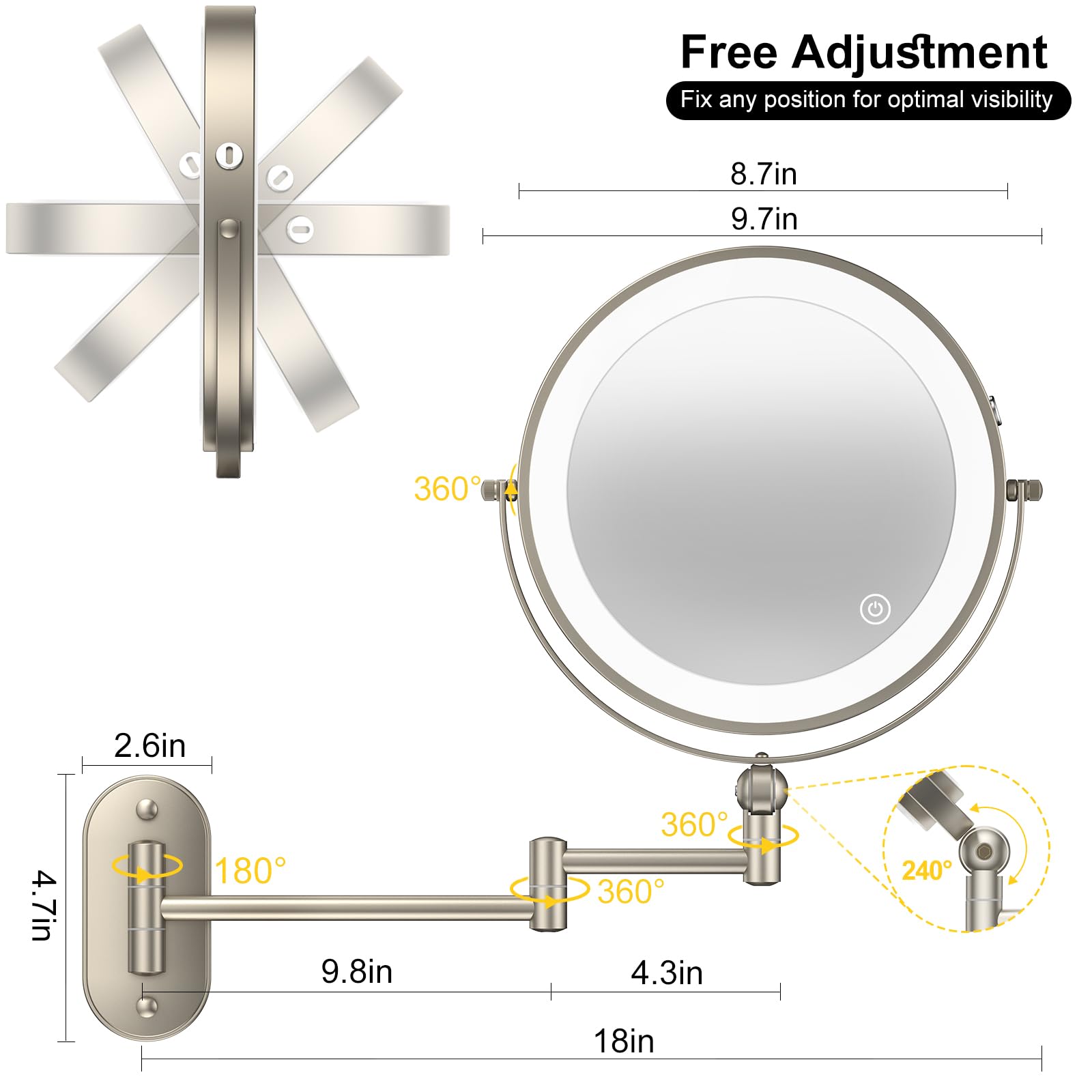 IMIKONA double-side 1x-10x magnification aids precise detail work like tweezing and mascara application