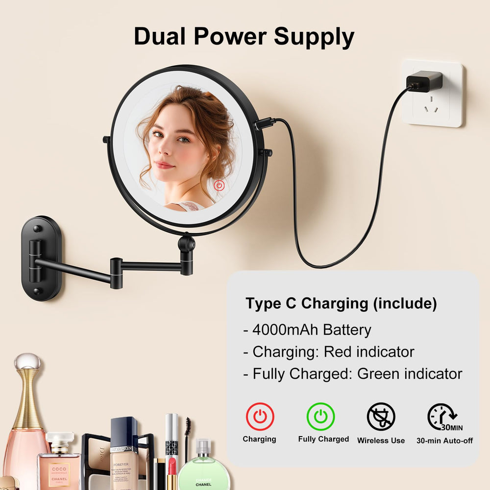 IMIKONA three-color LED lighting for natural, warm, or cool makeup tones