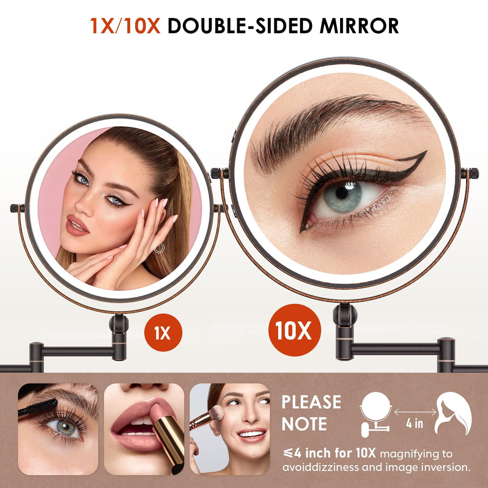 IMIKONA LED lighting with three colors for flattering makeup conditions.
