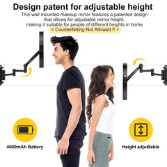 IMIKONA rechargeable 4000mAh mirror for cordless, on-the-go touch-ups