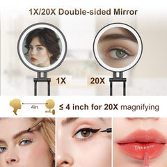 IMIKONA travel mirror 20X magnification helps detail work like liner and mascara