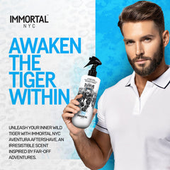 Immortal NYC Aventura bottle back view hints at the woody base and endurance