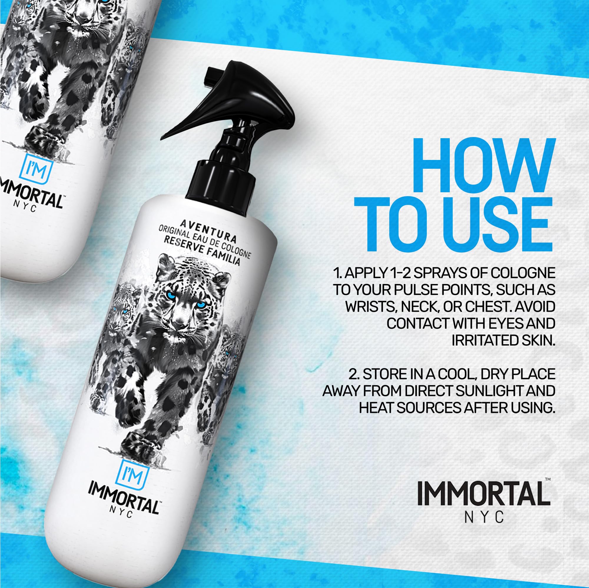 Immortal NYC Aventura bottle on bathroom sill for everyday grooming