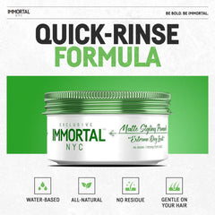 Immortal NYC pomade fragrance delivers day-long freshness to hair.