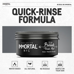 Immortal NYC Iconic Man Cream Pomade on finished look with volume and lift.
