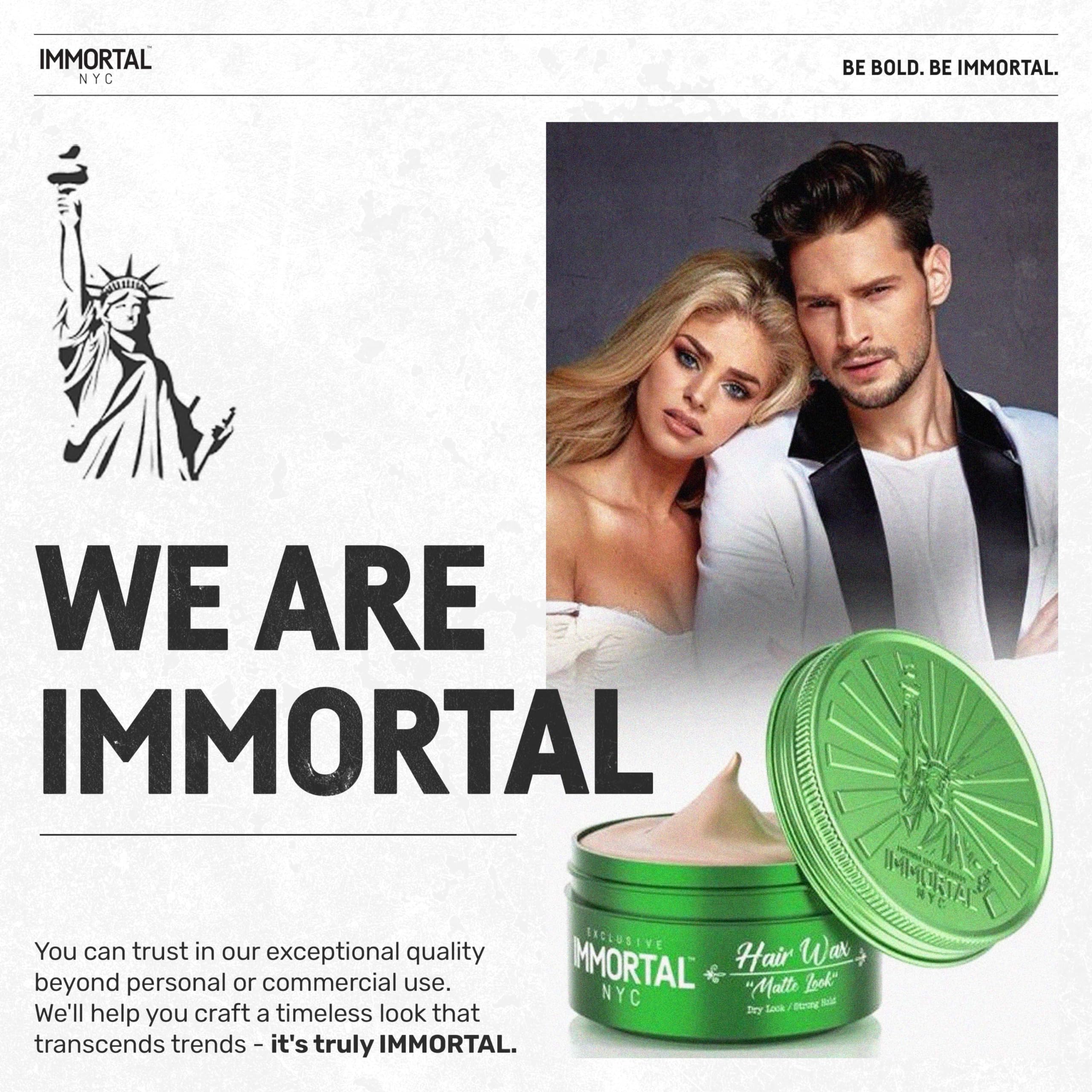 Immortal NYC Matte Look Hair Wax easy washout with water and no residue.