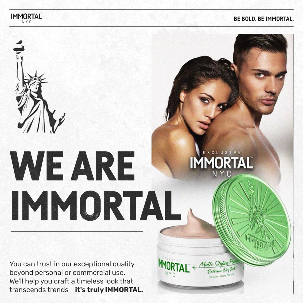 Immortal NYC matte look enables messy-style application for textured hair.