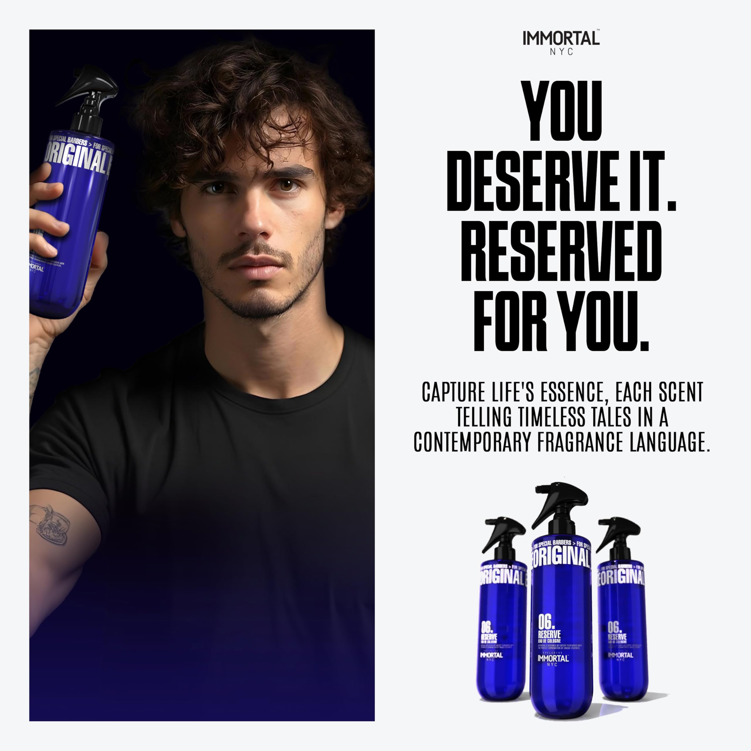 Immortal NYC Reserve 06 base notes ambergris cashmere sandalwood evoke premium longevity.