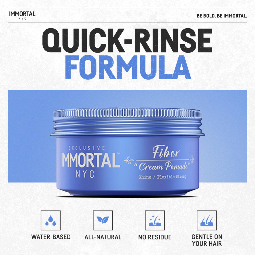 Immortal NYC Fiber Cream Pomade styled texture shows defined matte look