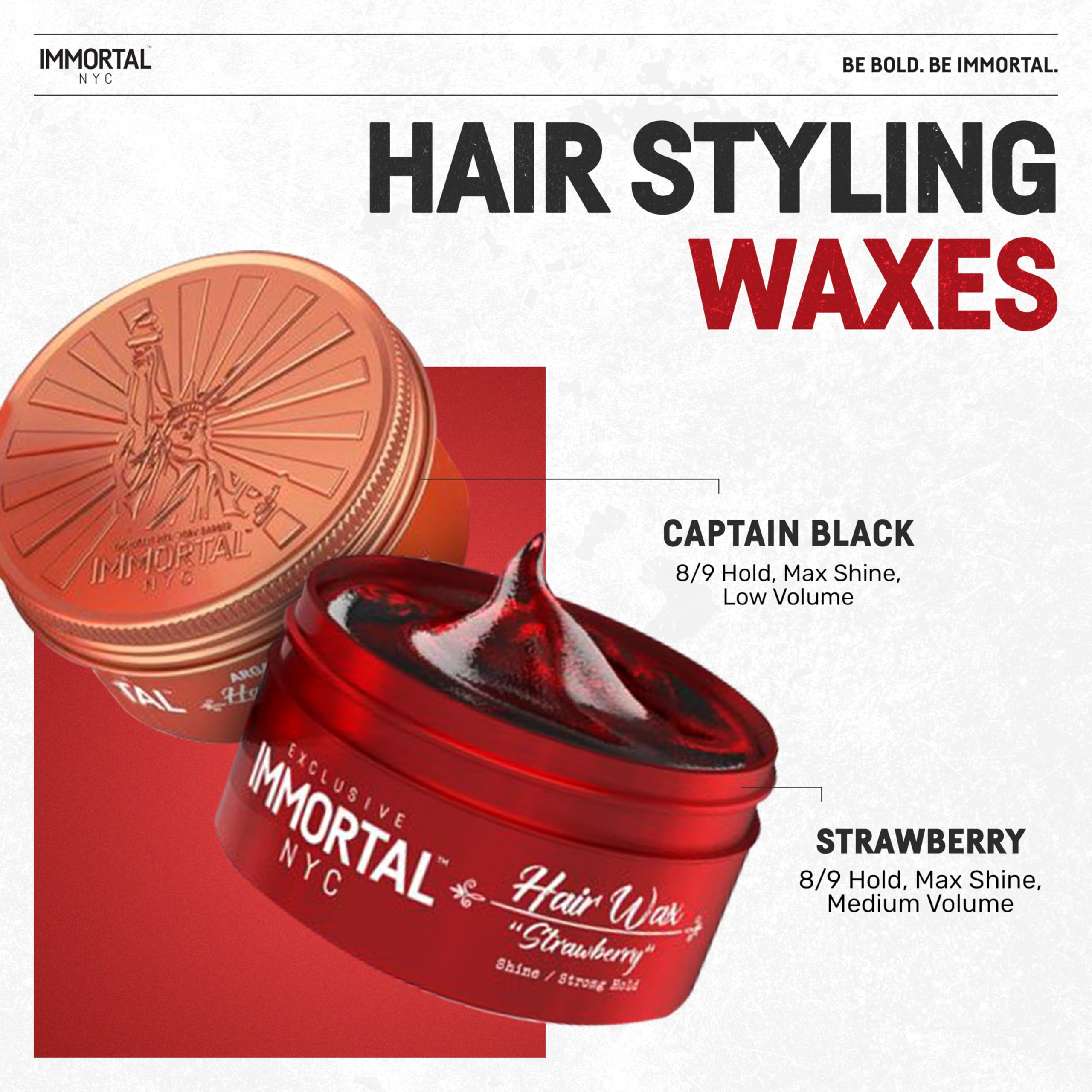 Immortal NYC Strawberry Hair Wax water-based formula emphasizes easy cleanup.