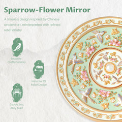 Imperblooms compact mirror, three-inch diameter, fits purses for effortless touch-ups.