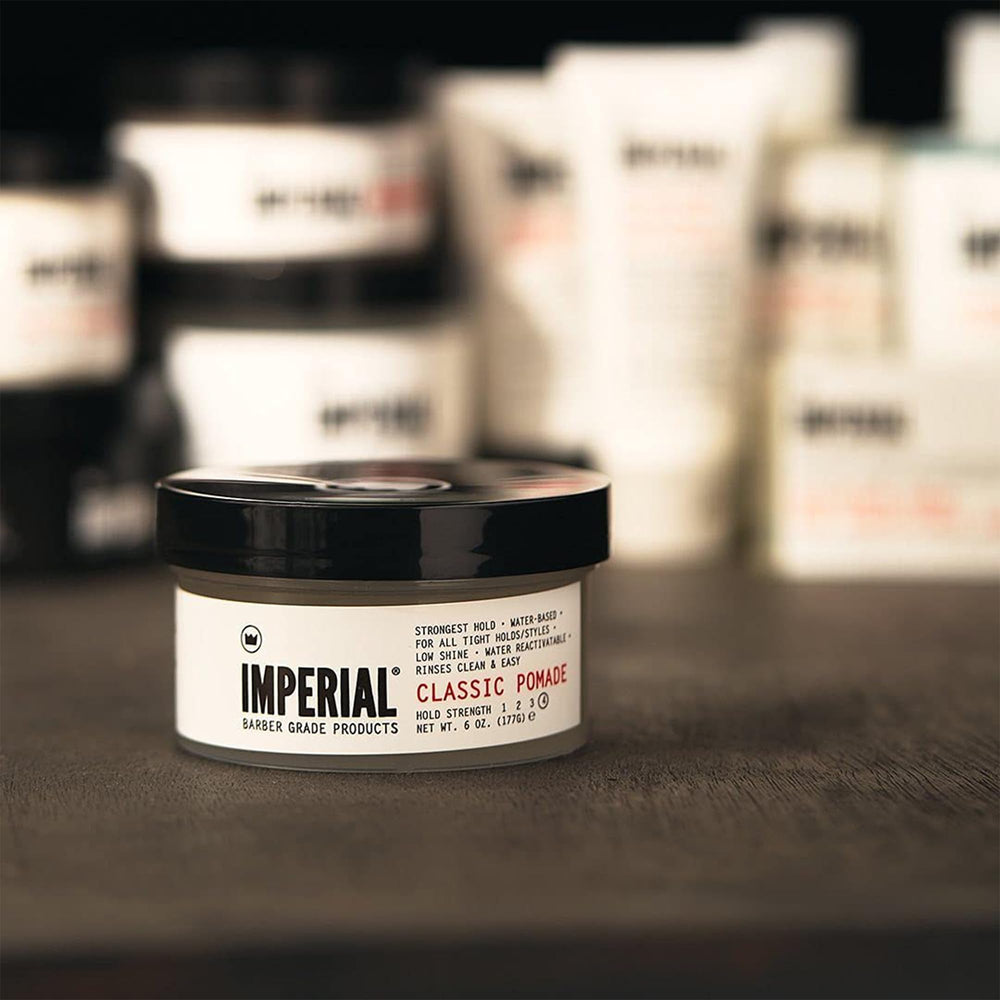 Imperial Classic Pomade on dry hair delivers maximum hold and volume