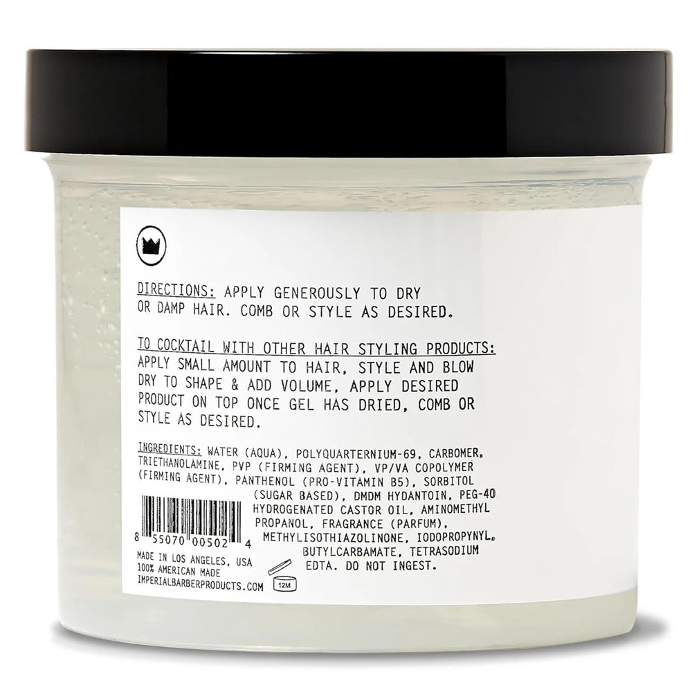 Imperial Gel Pomade shine finish adds a polished, professional look.