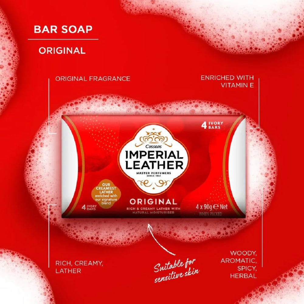Imperial Leather Original Bar Soap center badge closeup highlighting heritage scent