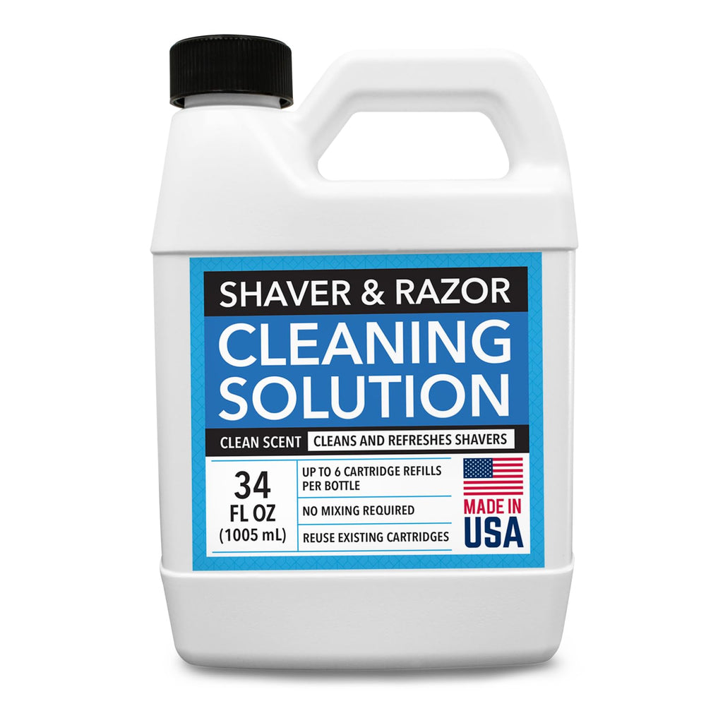 IMPRESA cleaning solution in use on a shaver for refreshed performance.