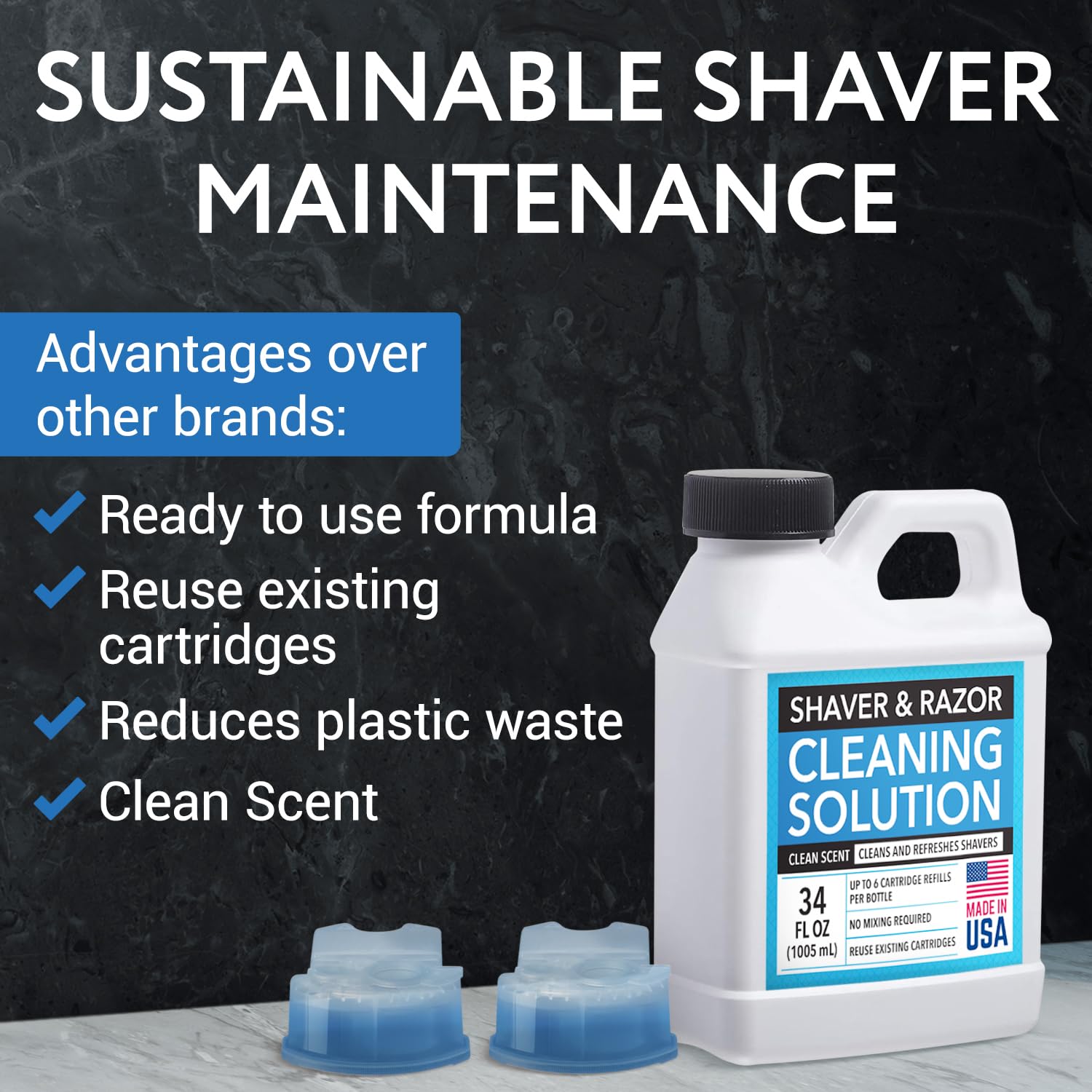 IMPRESA cleaning liquid ready-to-use simplifies daily shaver maintenance.