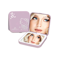 Impressions Vanity Hello Kitty Supercute compact mirror pink front view with adjustable LED brightness for makeup