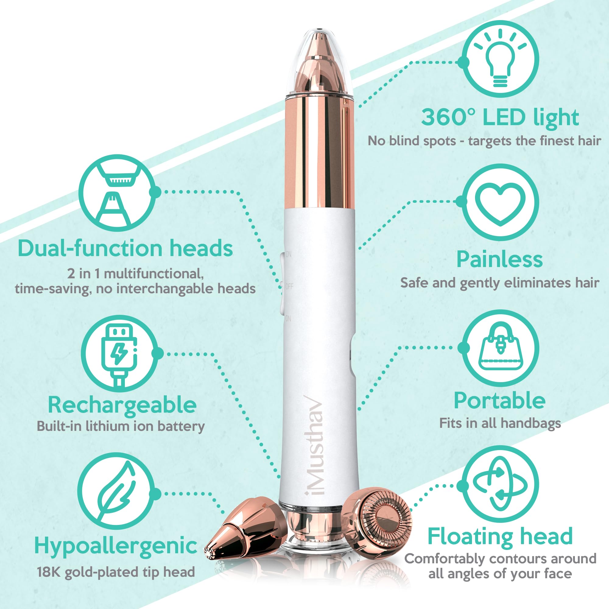 iMusthav mini facial hair remover 13mm for lip and chin touch-ups