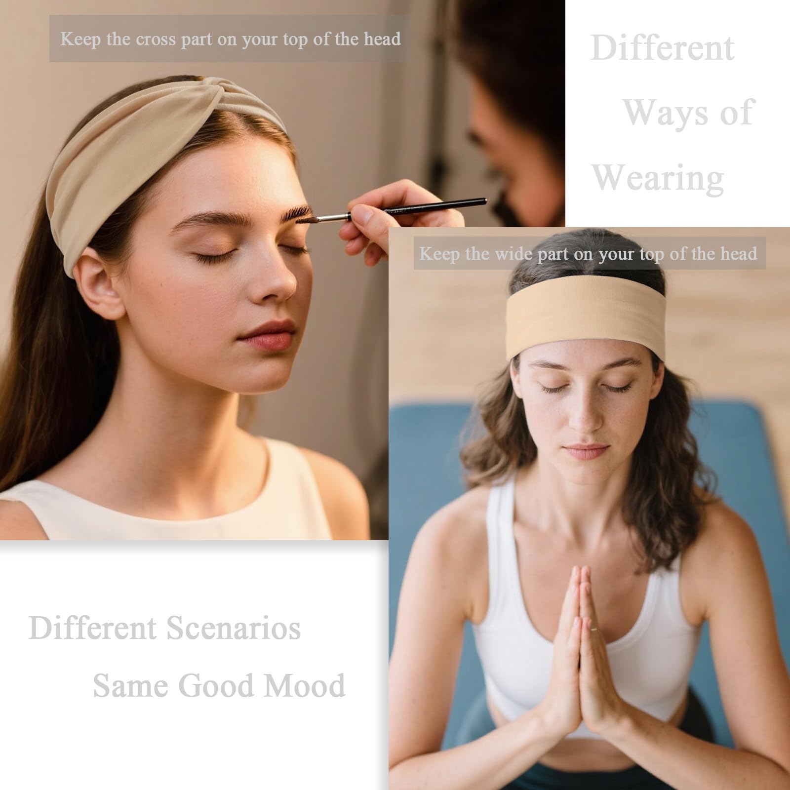 Close-up of IMYORT twist-knots on headbands offering secure non-slip fit during activity