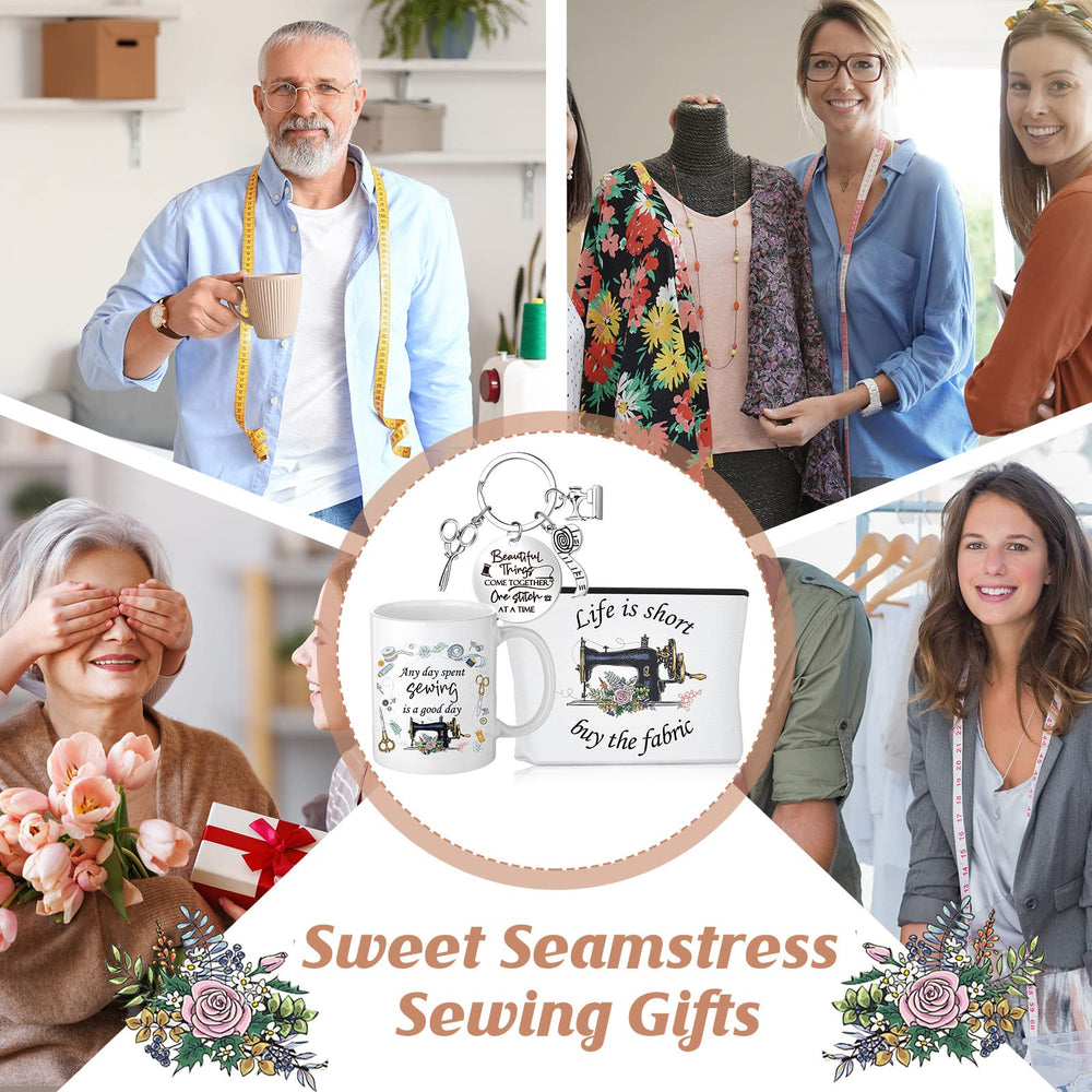 Inbagi sewing-themed pattern closeup on bags and accessories for quilters.