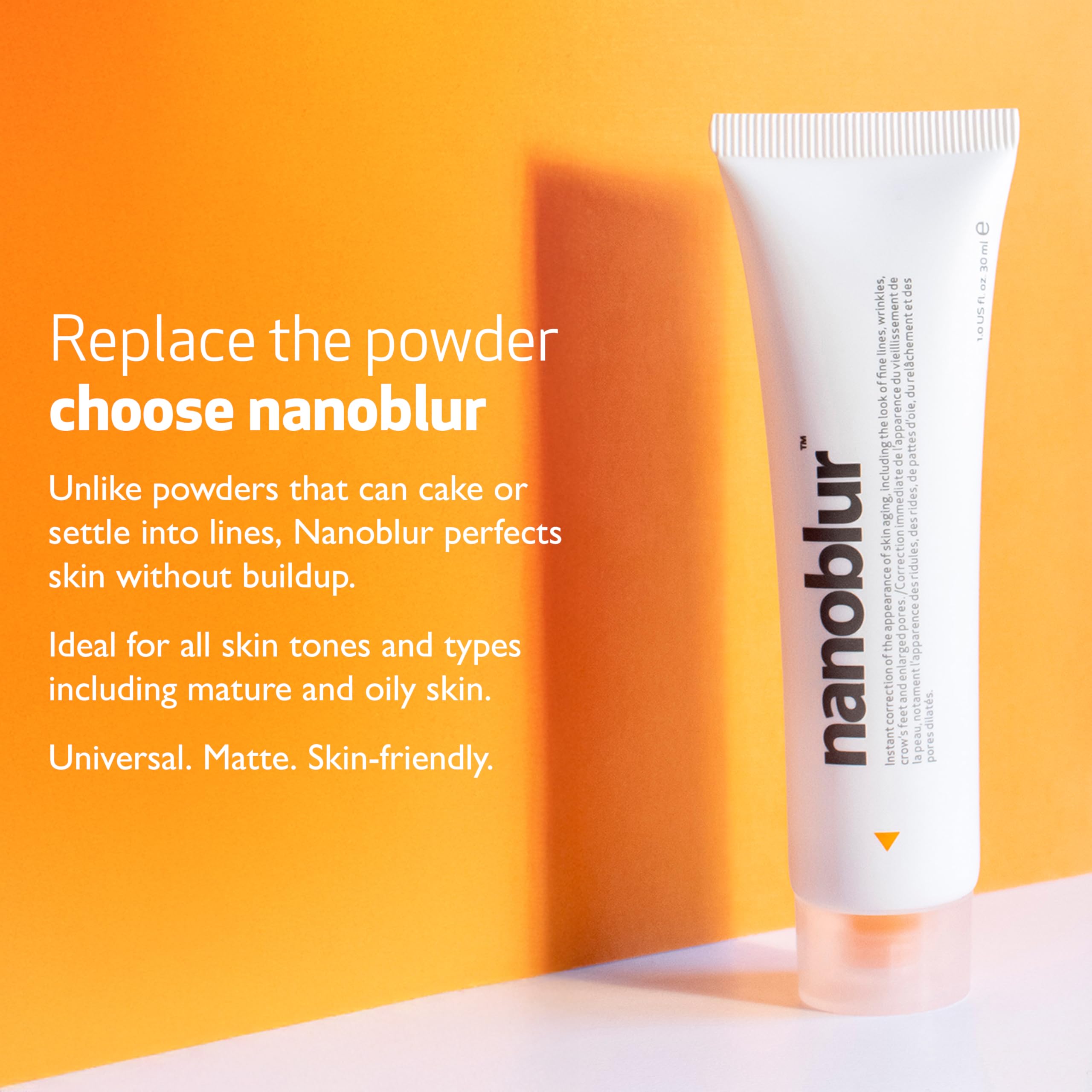 Indeed Nanoblur without makeup blur shows natural skin texture softening without powder.