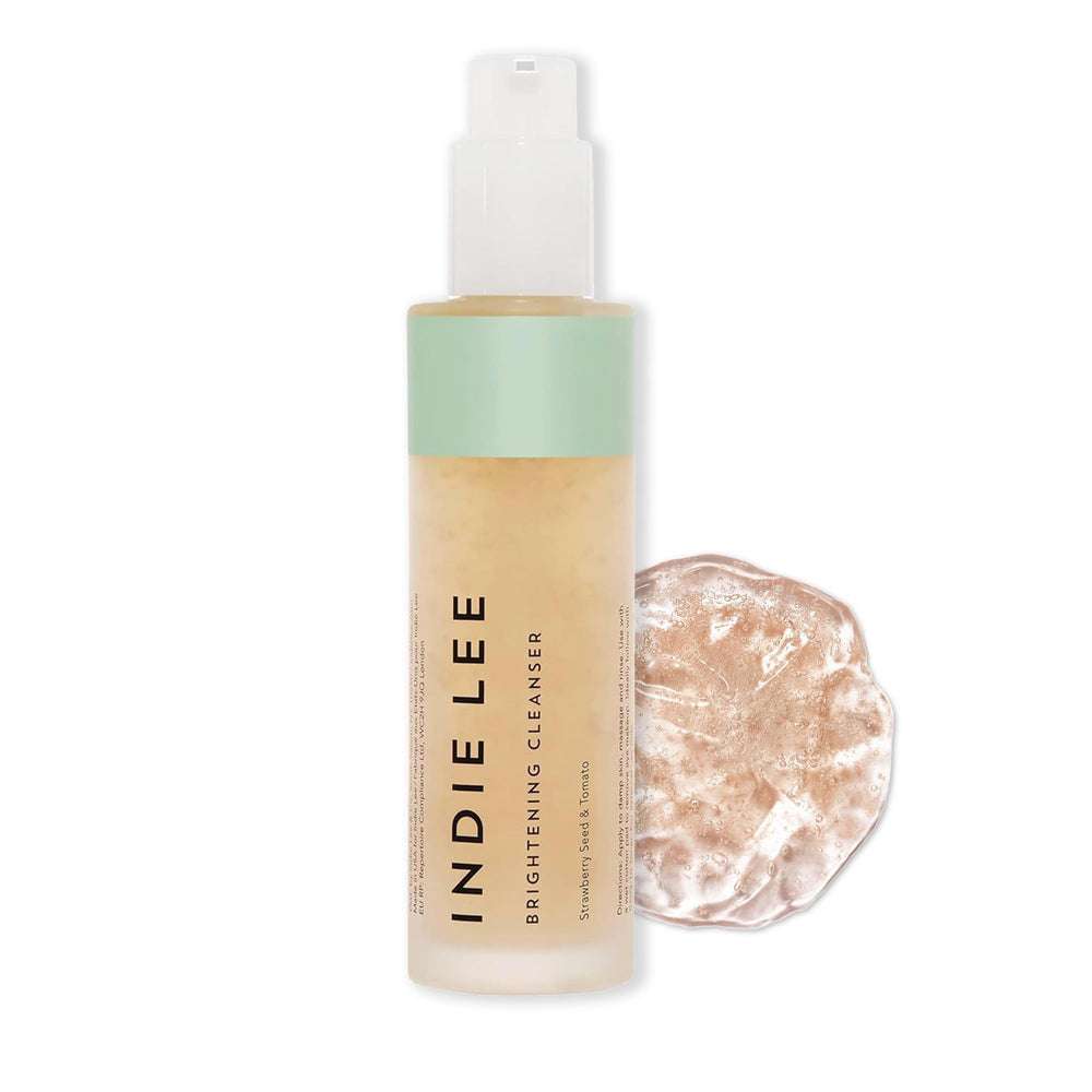 Indie Lee Brightening Facial Cleanser bottle with hydrating gel for daily use.