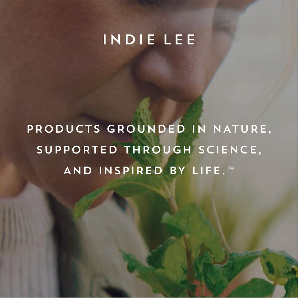 Indie Lee Purifying Face Wash burdock clove ingredient close-up.