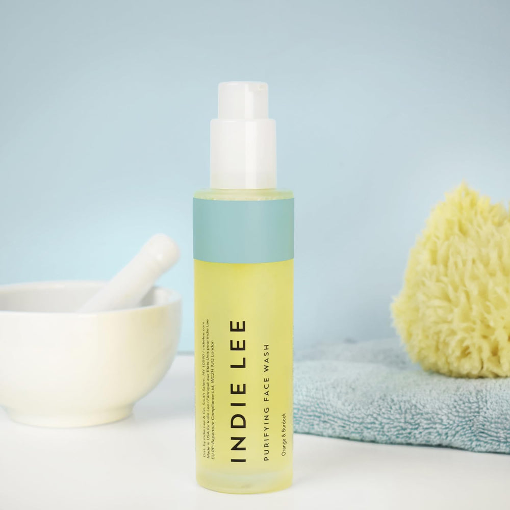 Indie Lee Purifying Face Wash rose-damascena jasmine flowers for soft skin.