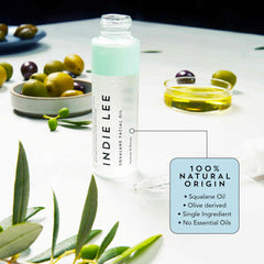 Indie Lee Squalane Oil texture close-up shows silky, fast-absorbent finish.
