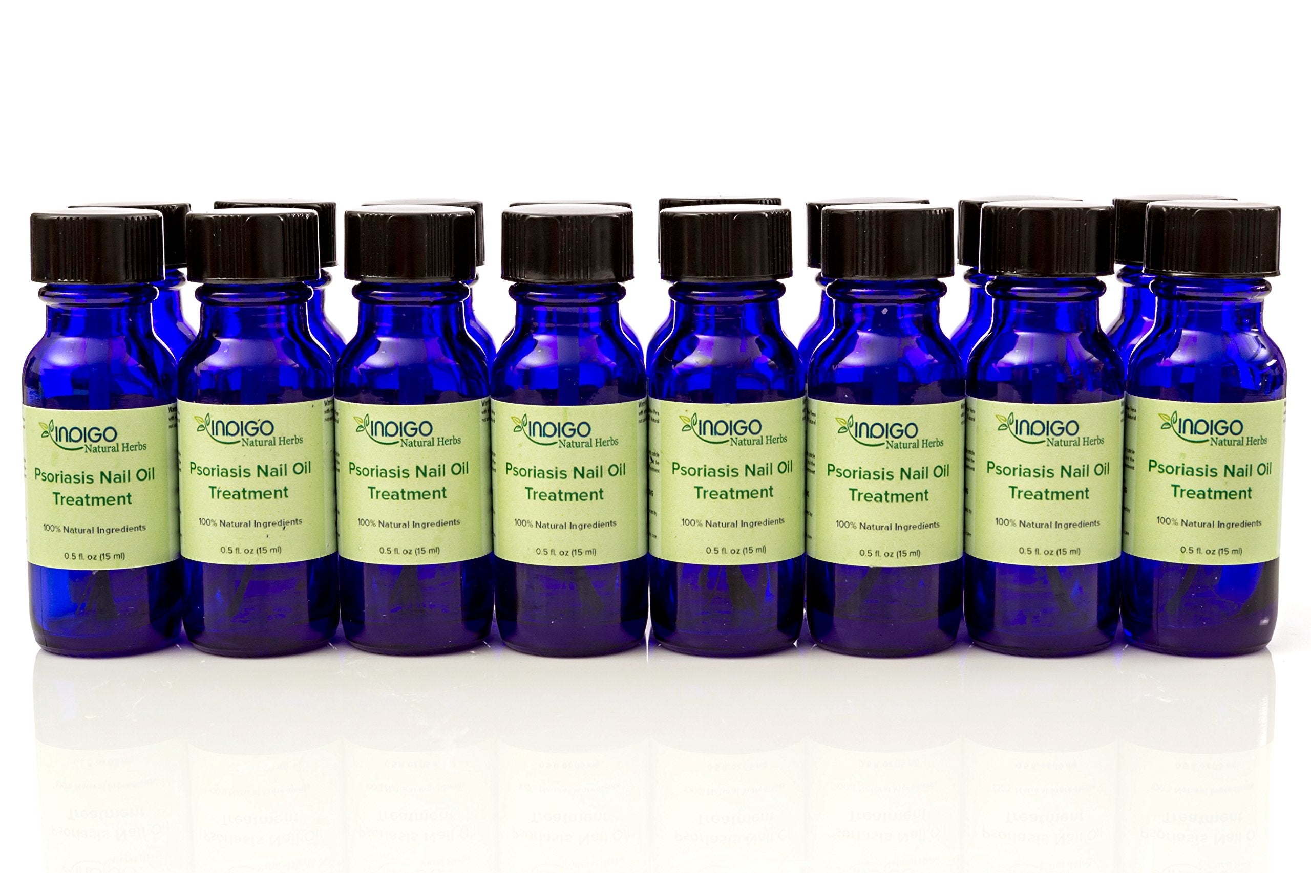 Indigo Natural Herbs Psoriasis Nail Oil Care close-up of oil texture, fragrance-free.