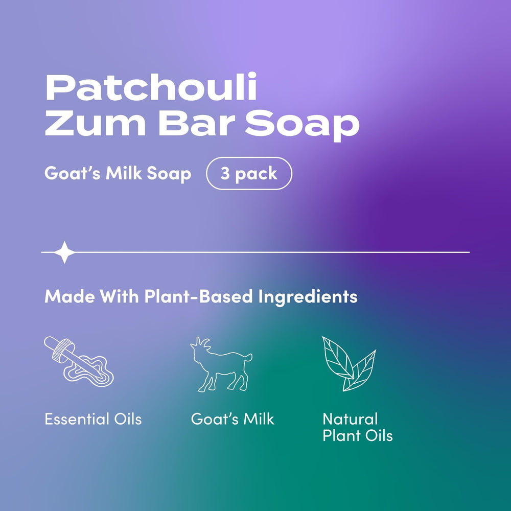 Indigo Wild Goat's Milk Soap Patchouli bar wrapped, ideal for gifting and daily cleansing.