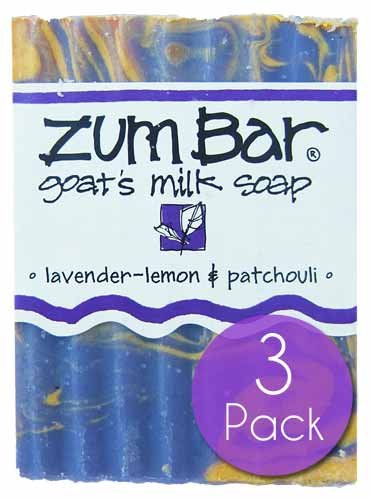 Indigo Wild Zum Bar Goat's Milk Soap with lavender-lemon-patchouli delivers gentle, moisturizing cleansing.