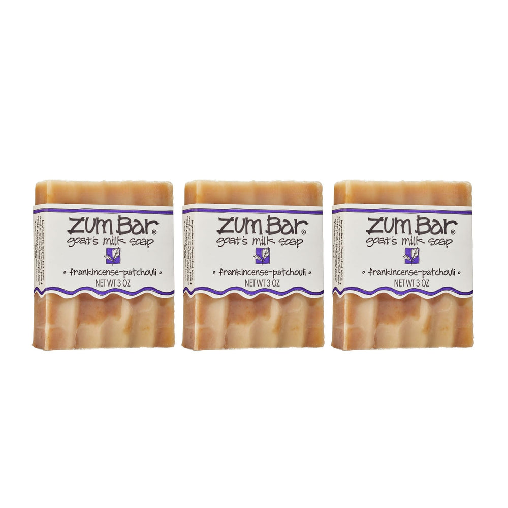 Indigo Wild Zum Goat Milk Soap Bar front view with Frankincense-Patchouli fragrance