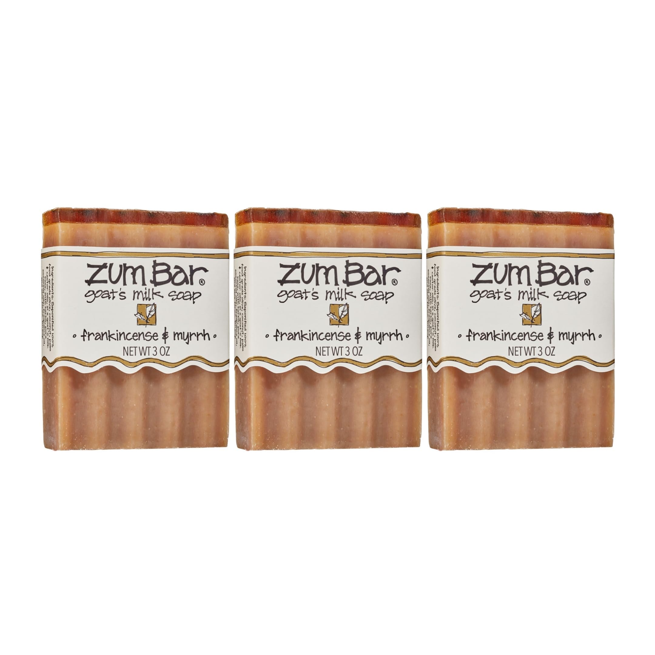 Indigo Wild Zum goat milk soap bar pack-frankincense-myrh: natural cleanser for hands and body