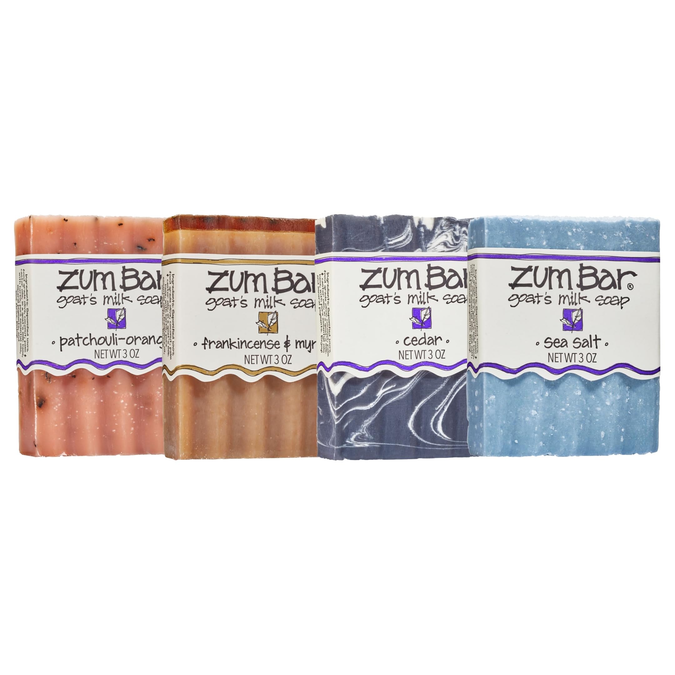 Indigo Wild Zum Goat Milk Soap Bar packaging for a 4-pack daily cleansing