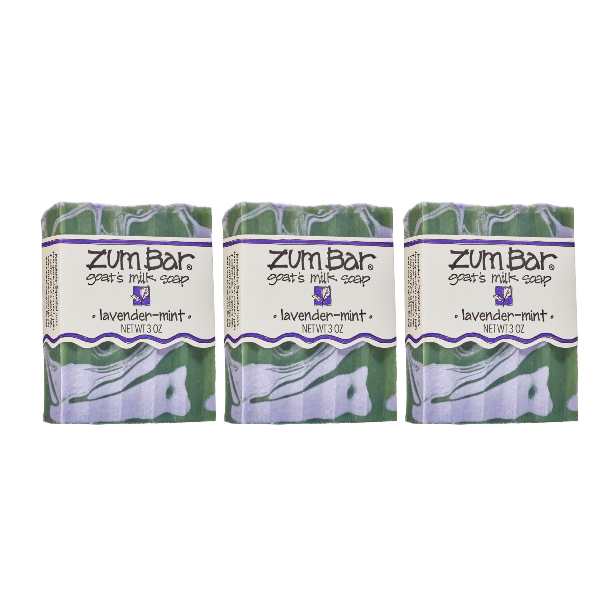 Indigo Wild Zum Lavender-Mint goat milk soap bar close-up with creamy lather for gentle cleansing.