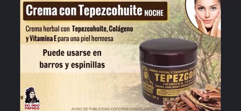 Indio Papago Night Cream Tepezcohuite jar closeup highlights creamy texture