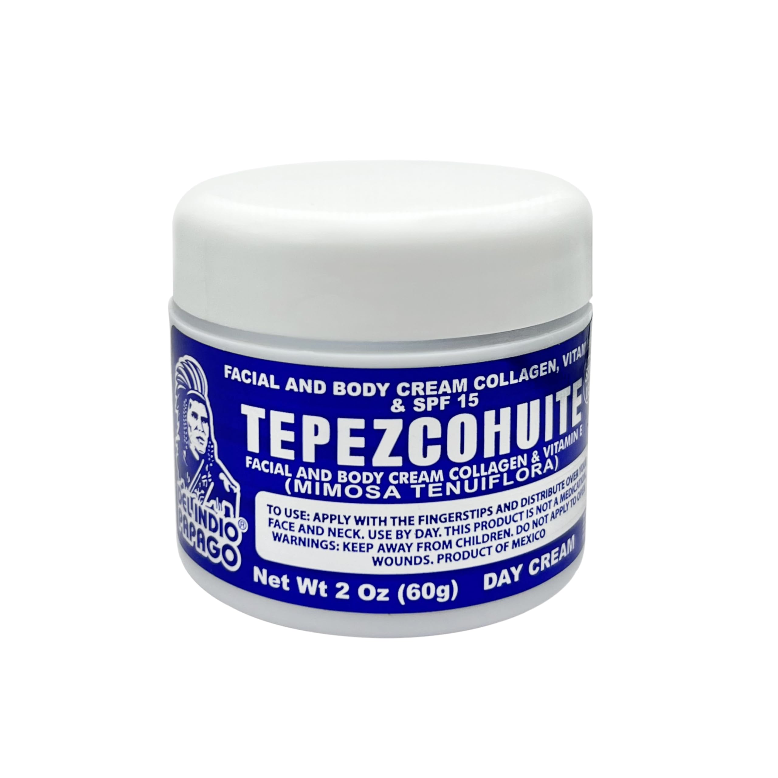 Indio Papago Tepezcohuite Day Cream jar showing hydrating texture for daily use.