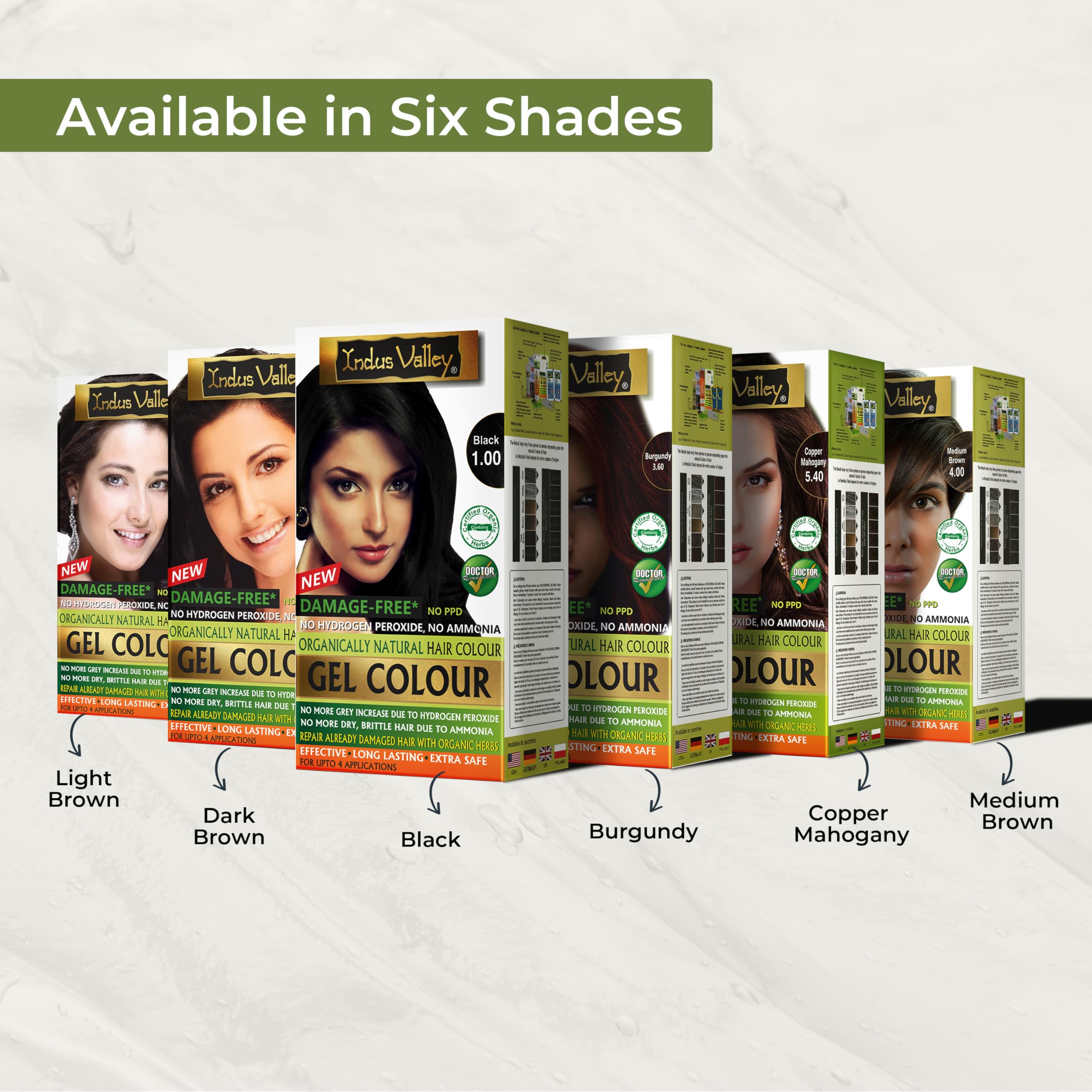 Indus Valley Black 1.0 shade swatch on hair color board