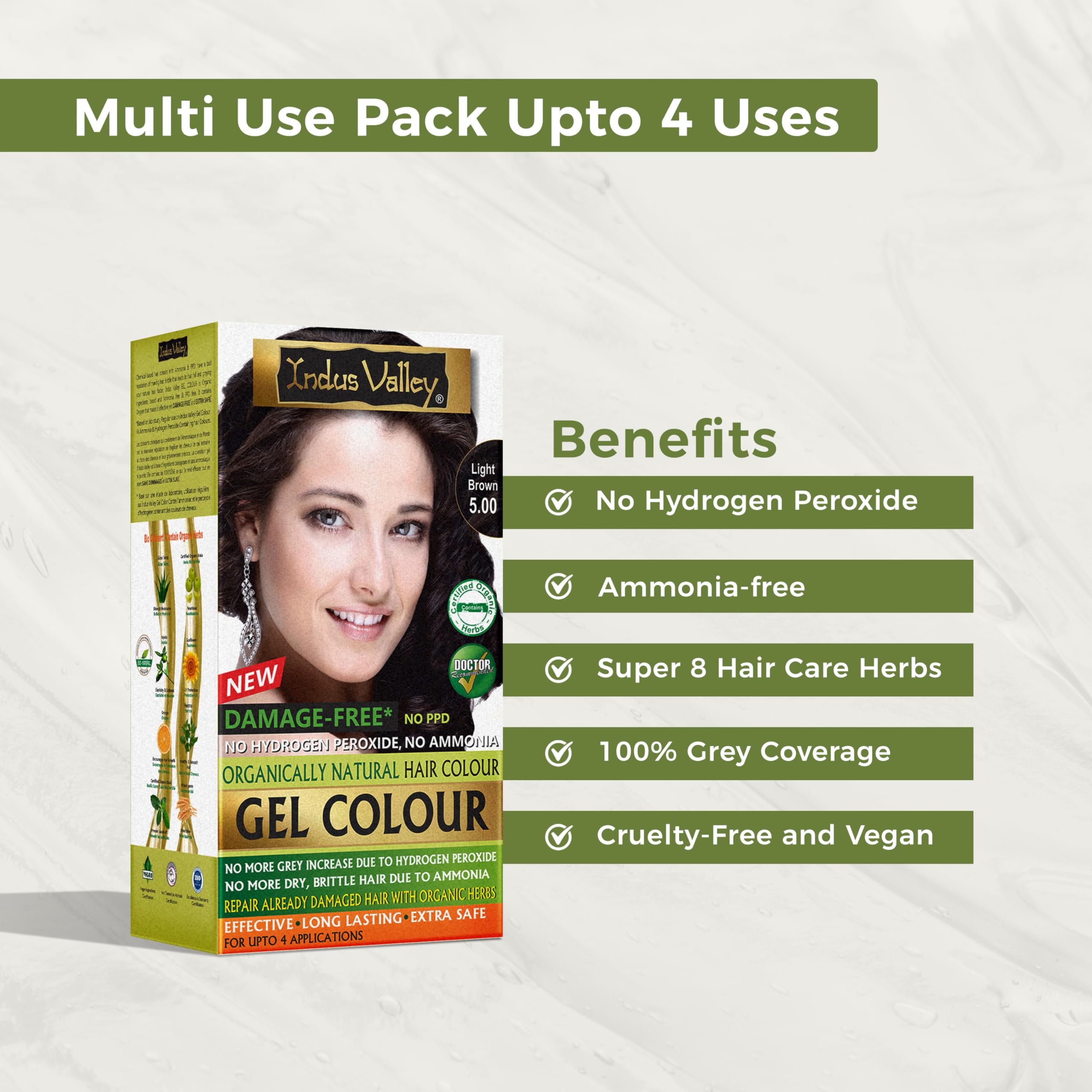INDUS VALLEY Gel Color envase 20 g y 200 ml, práctica para retoques.