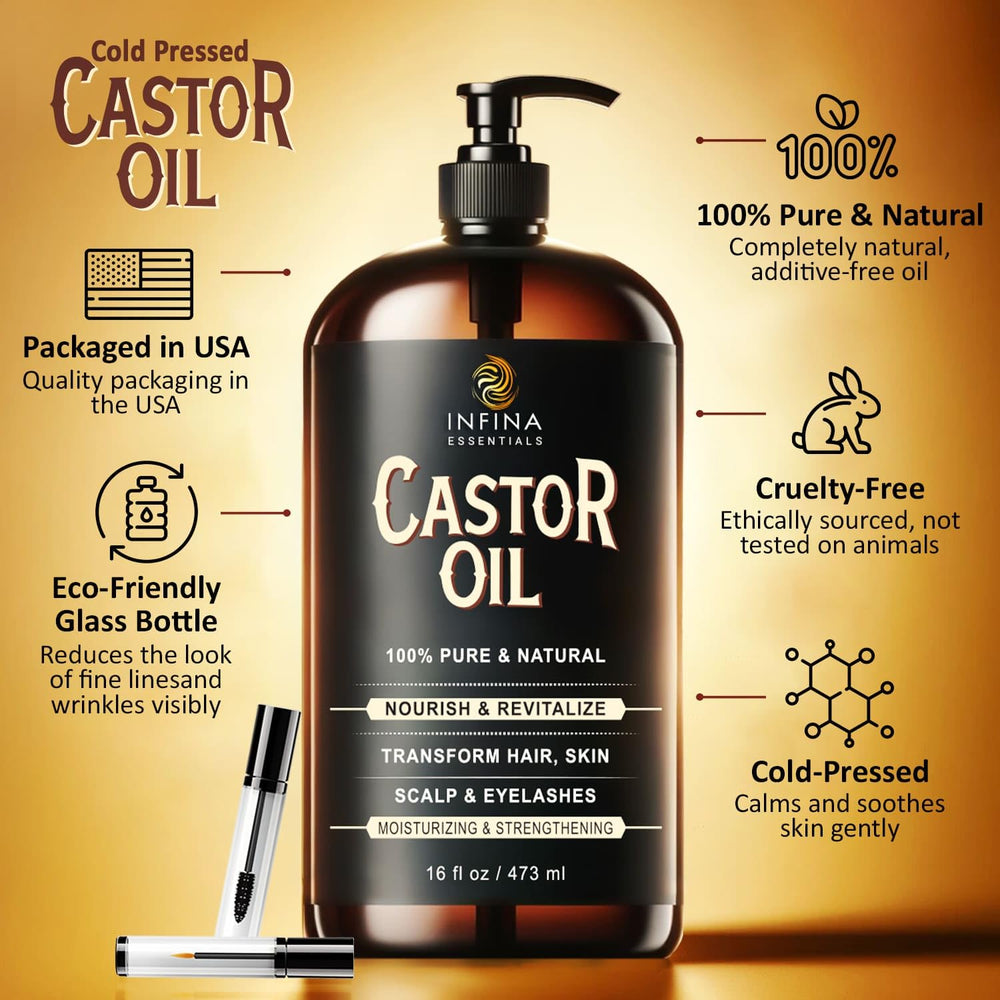 INFINA ESSENTIALS castor oil for face provides deep moisture and radiant look.