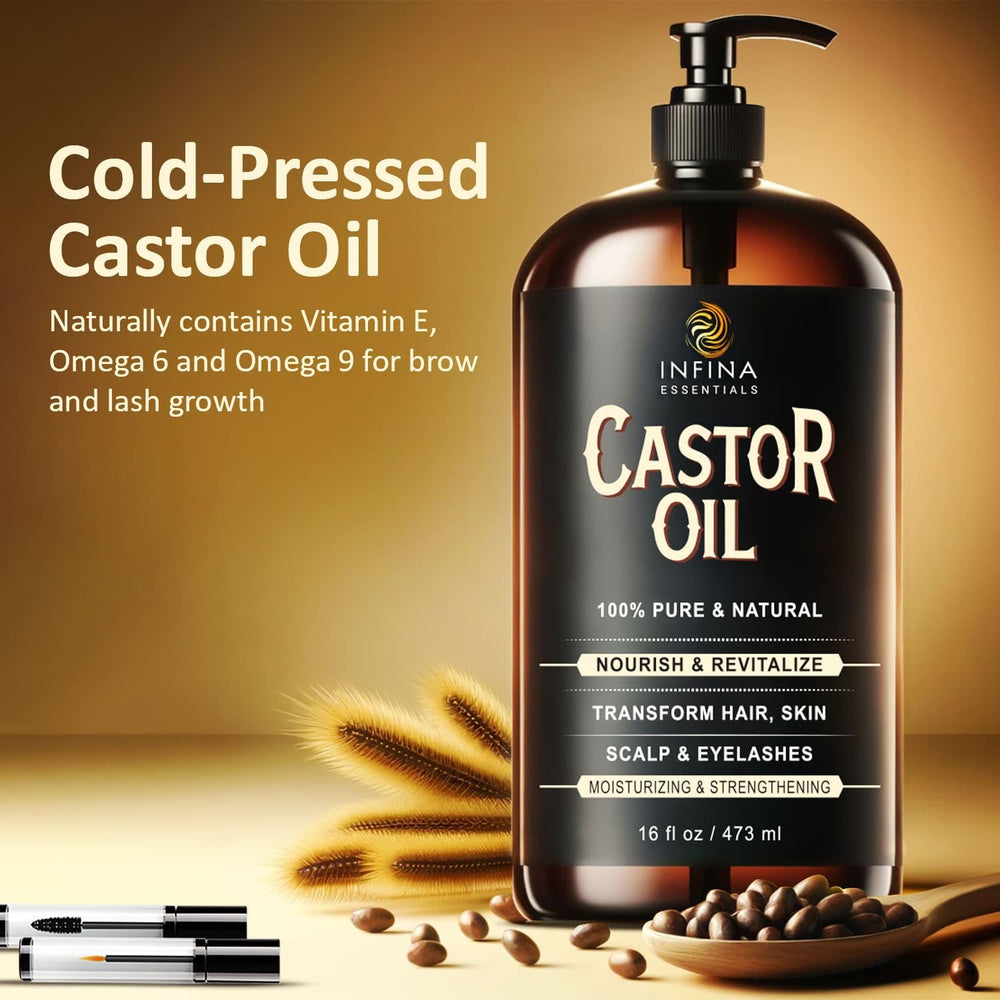 INFINA ESSENTIALS glass bottle packaging preserves purity and freshness of the oil.