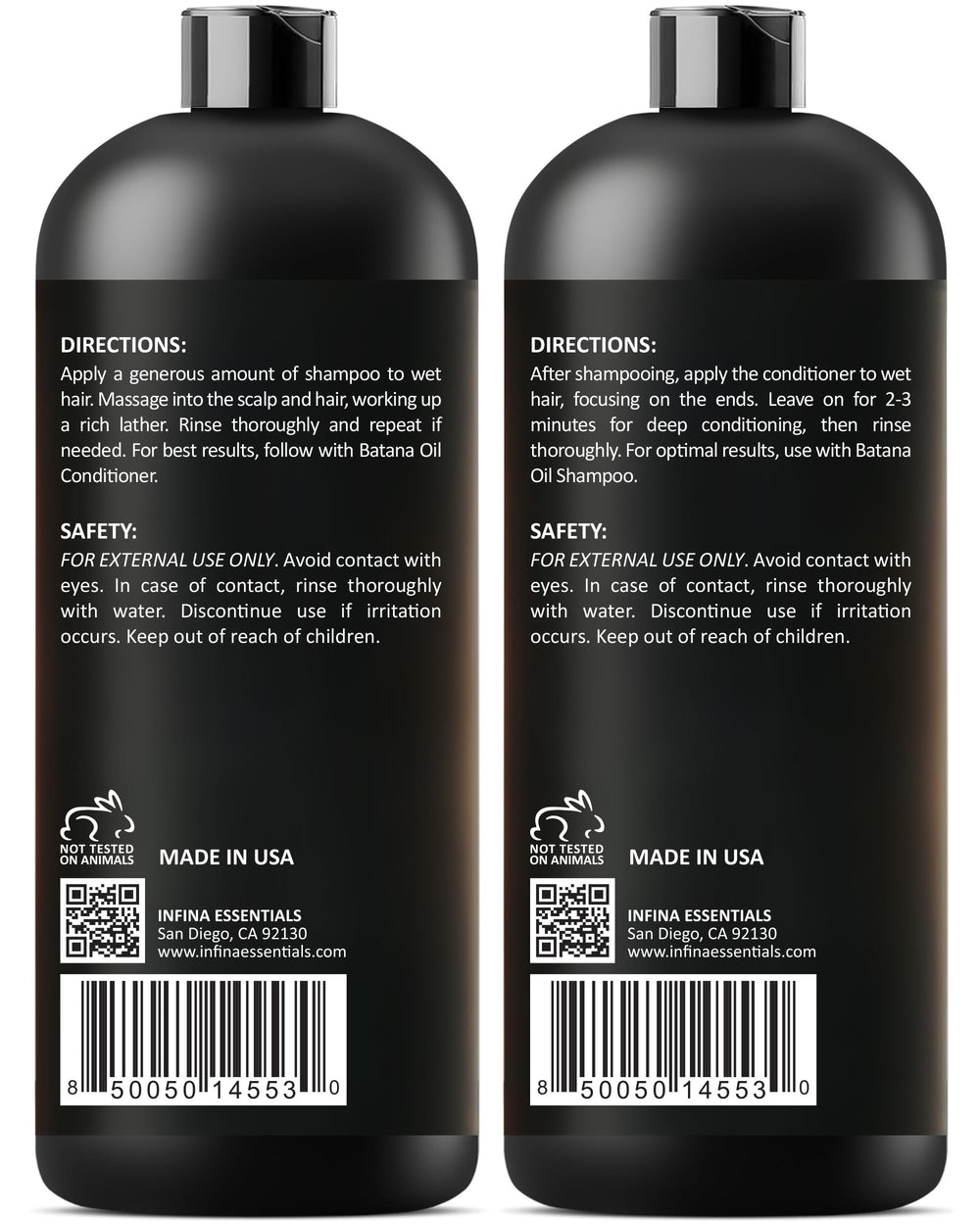 INFINA ESSENTIALS family haircare set box on vanity for versatile use.