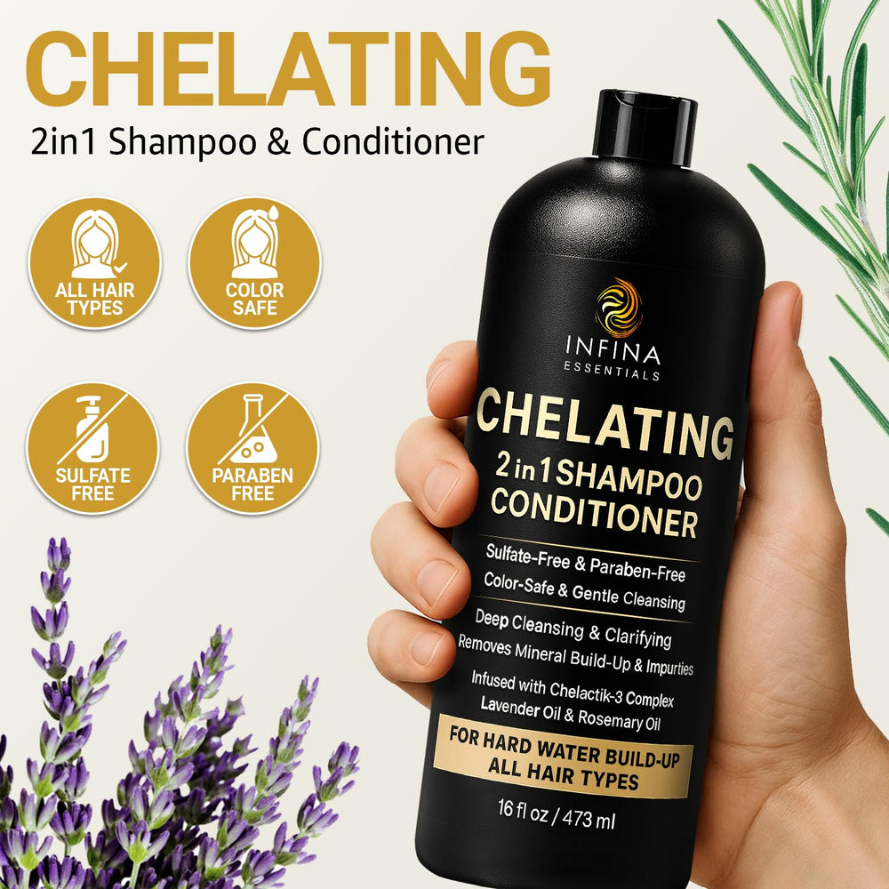 INFINA ESSENTIALS hard-water-oils-rosemary-lavender offers scalp-calming aroma.