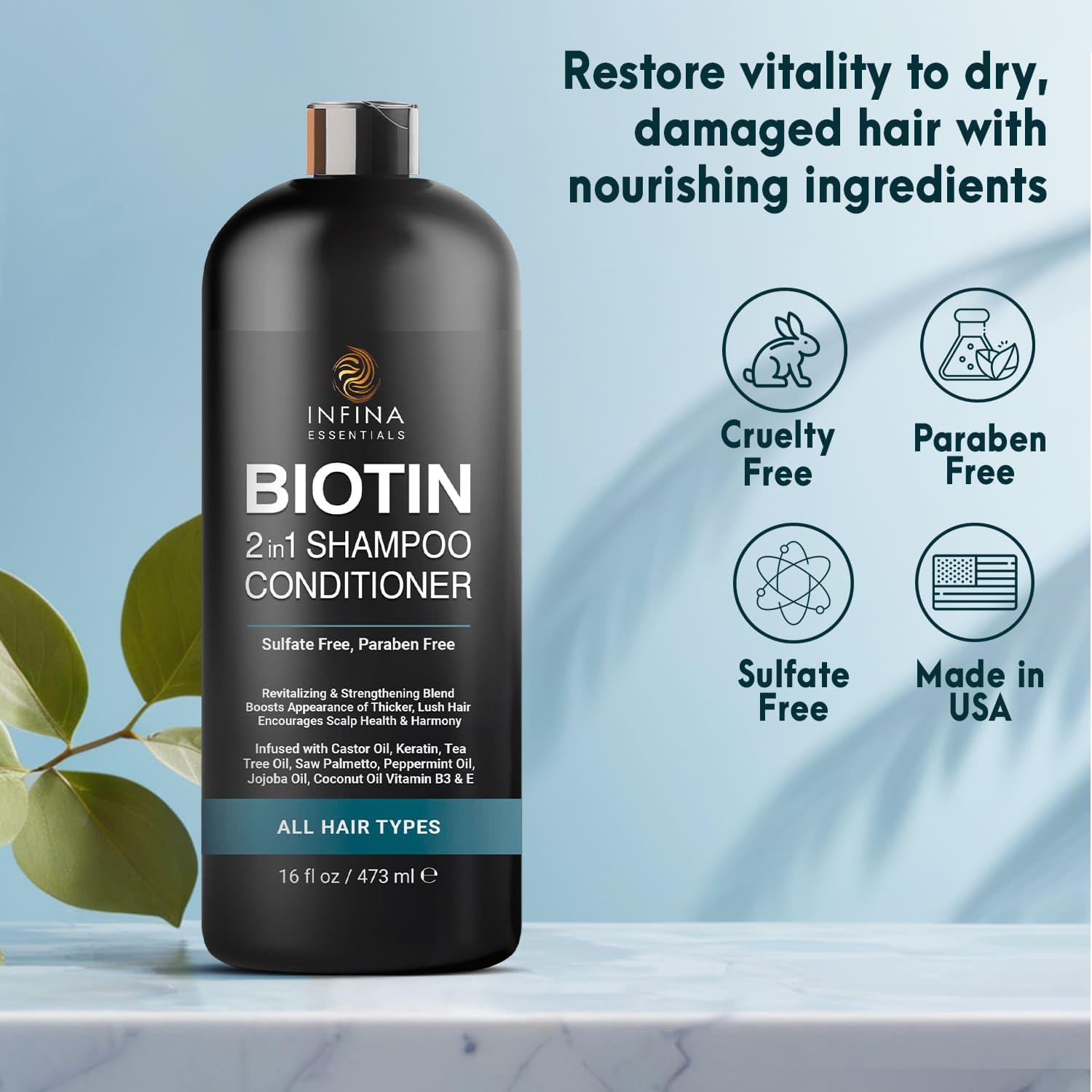 INFINA ESSENTIALS Keratin delivers a subtle glossy hair shine