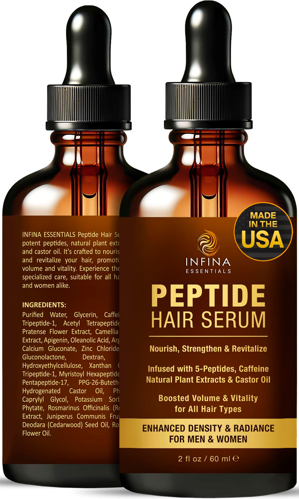 INFINA ESSENTIALS peptide serum density-boosting effect on scalp and hair fibers