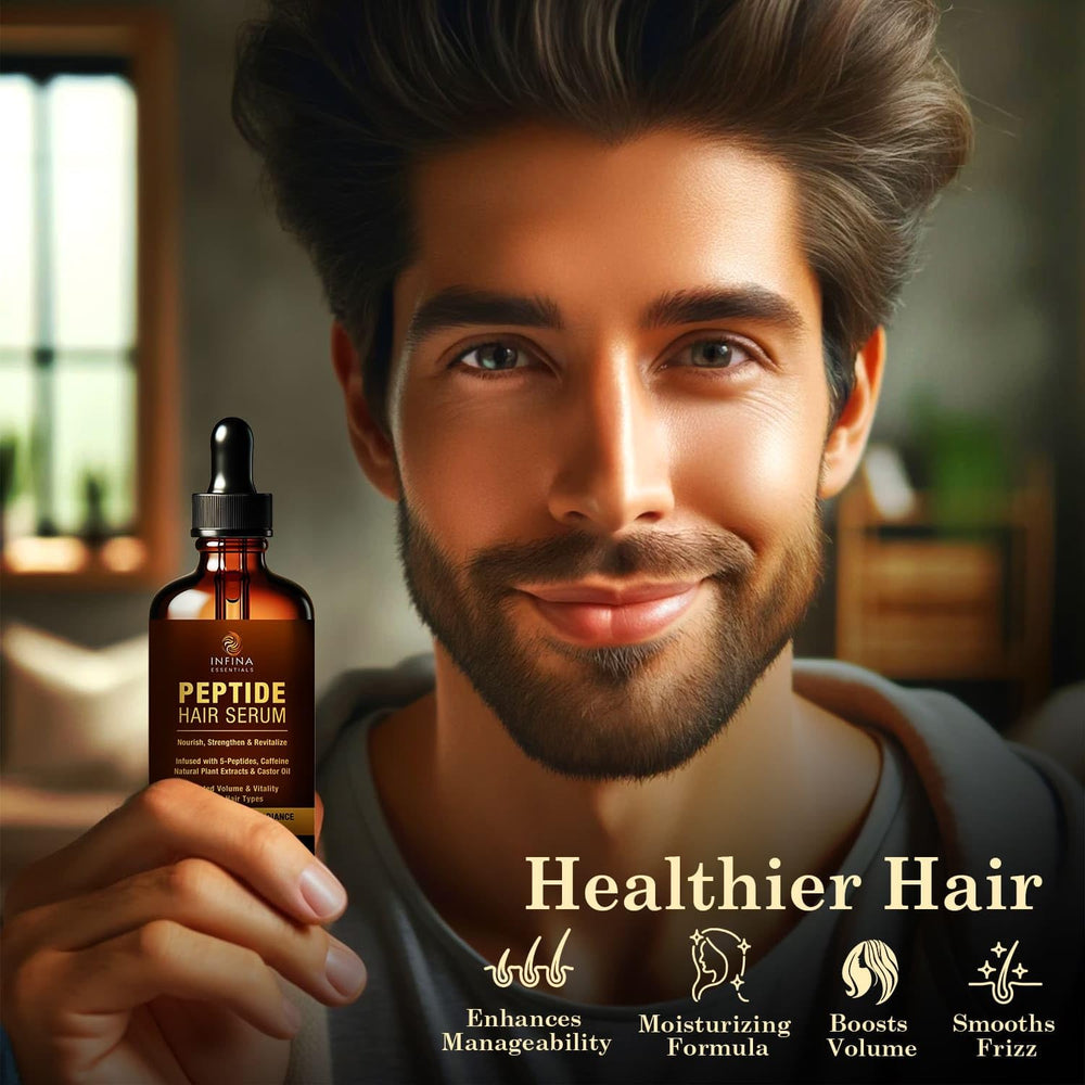 INFINA ESSENTIALS peptide serum as leave-in conditioner eases styling and adds hydration