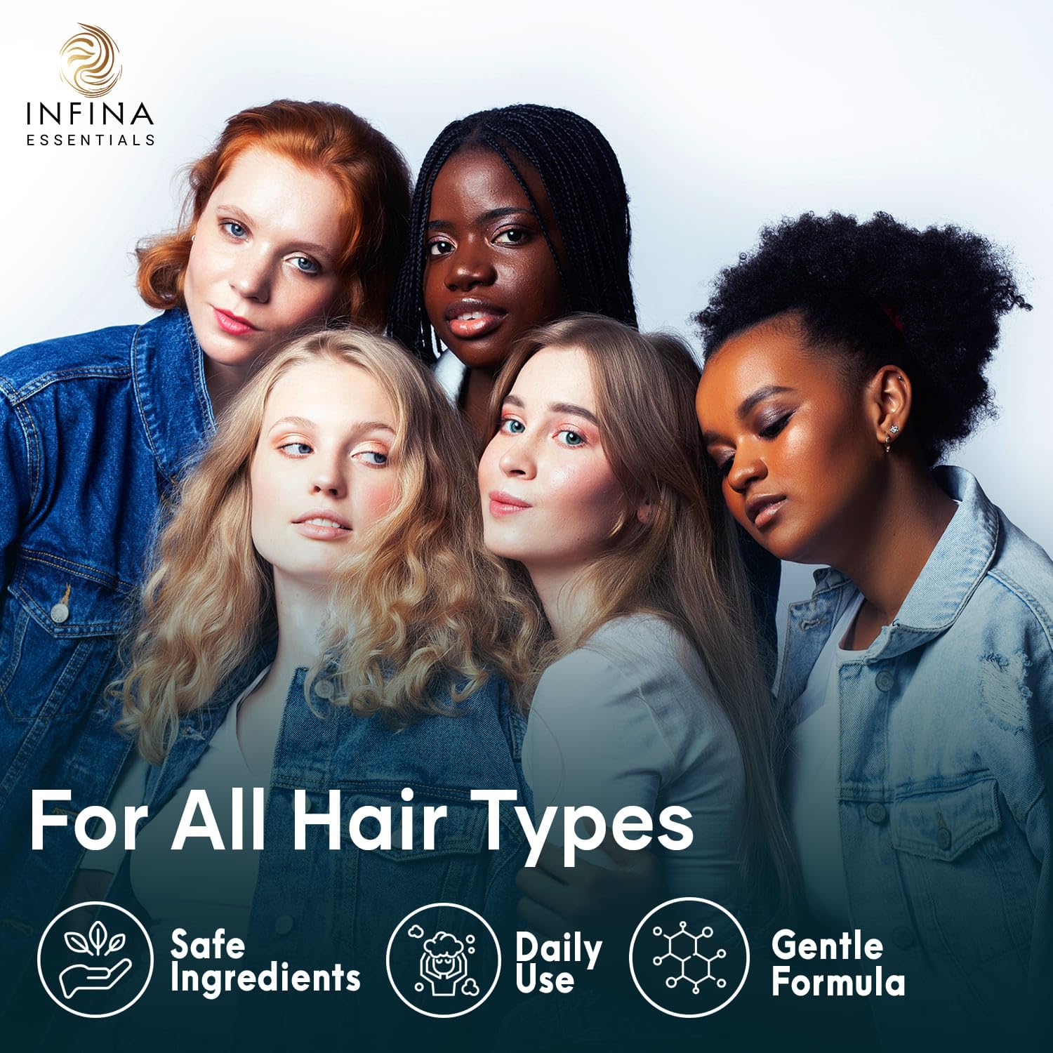 INFINA ESSENTIALS Saw Palmetto formula supports hair texture and thickness