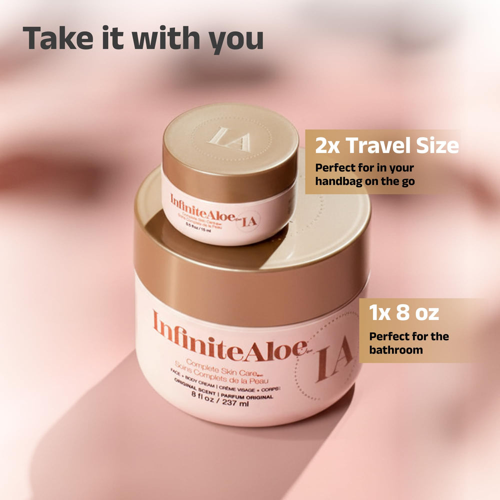 InfiniteAloe organic ingredients label closeup highlights rosehip oil and green tea benefits